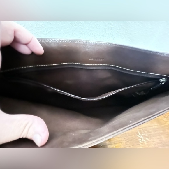 COLE HAAN Dark Brown Genuine Leather Front Flap Underarm Portfolio Briefcase - Picture 8 of 16